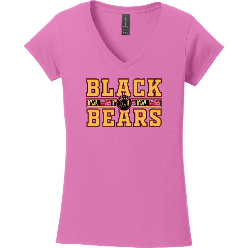 MD Jr. Black Bears Softstyle Ladies Fit V-Neck T-Shirt