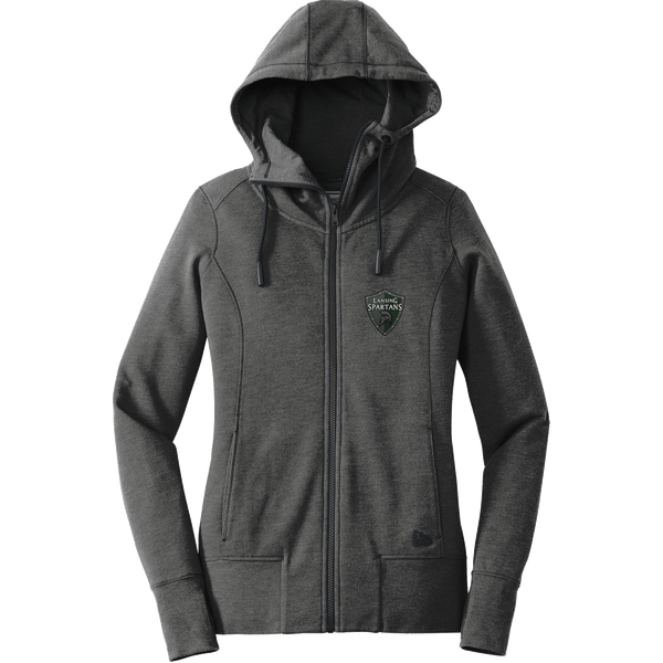 Lansing Spartans New Era Ladies Tri-Blend Fleece Full-Zip Hoodie