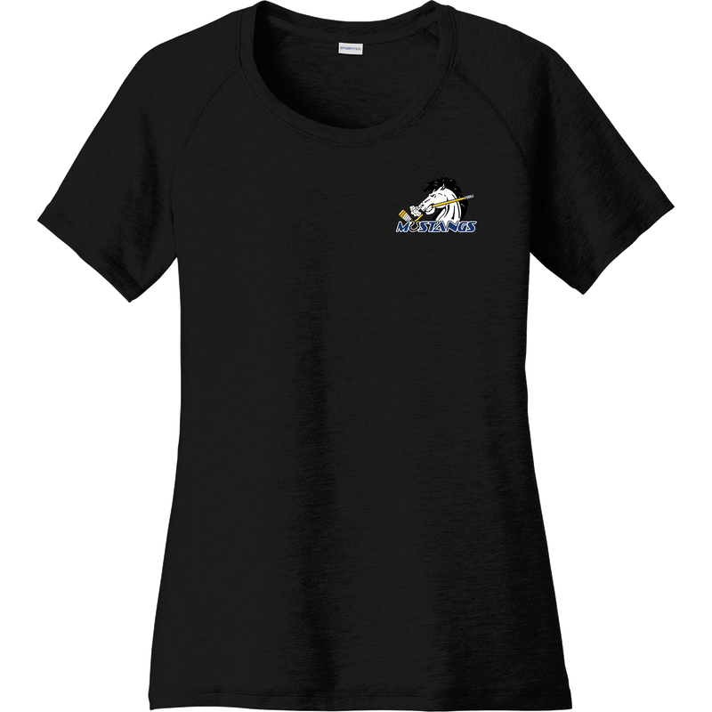 Mid-State Mustangs Ladies PosiCharge Tri-Blend Wicking Scoop Neck Raglan Tee