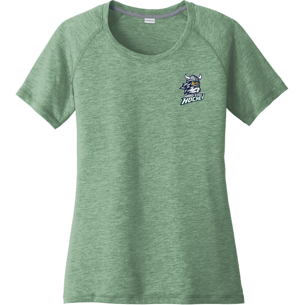 Hard Edge Hockey Ladies PosiCharge Tri-Blend Wicking Scoop Neck Raglan Tee